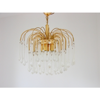 Lampa wisząca lata 70. złocony metal